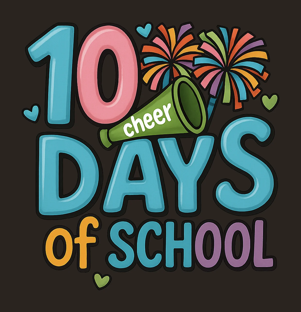 100 Days of School Cheer Sublimation Design Happy 100 Days contrast preview thumbnail