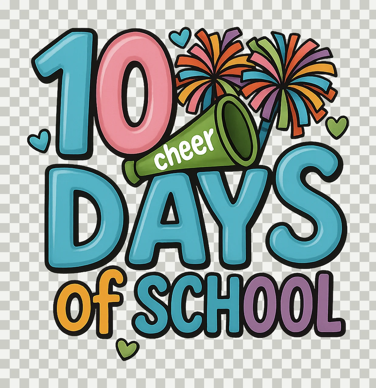 100 Days of School Cheer Sublimation Design Happy 100 Days transparency and detail preview thumbnail