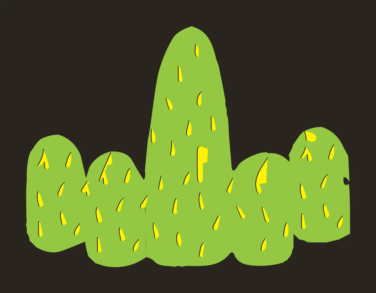 Flat Cartoon Illustration of Green cactus with yellow spines contrast preview thumbnail