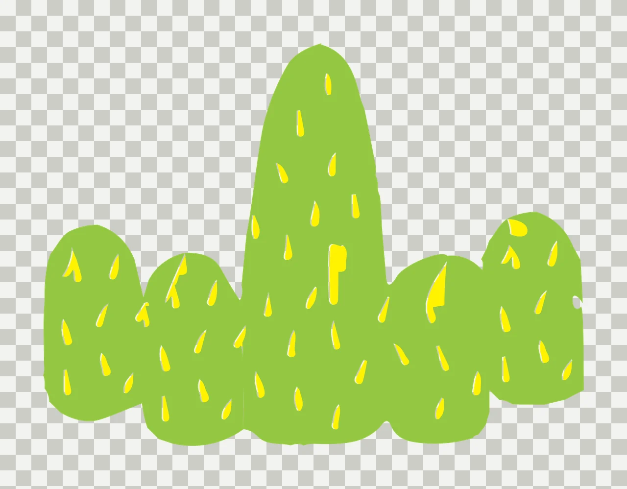 Flat Cartoon Illustration of Green cactus with yellow spines transparency and detail preview thumbnail