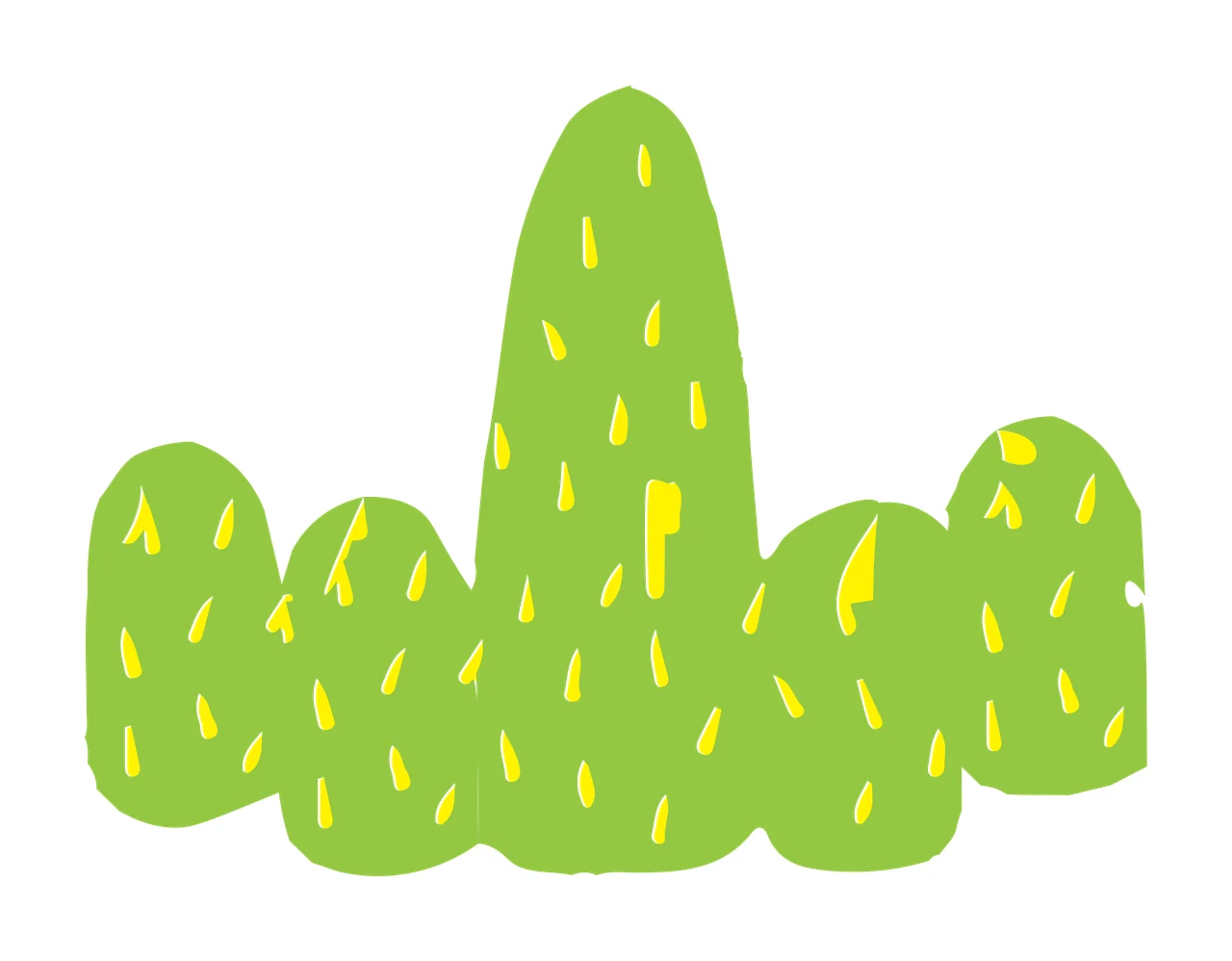 Flat Cartoon Illustration of Green cactus with yellow spines