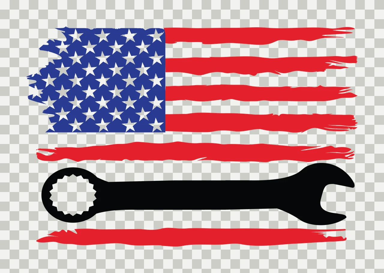 Flag A Black Wrench Silhouette Over Distressed Horizontal stars transparency and detail preview thumbnail