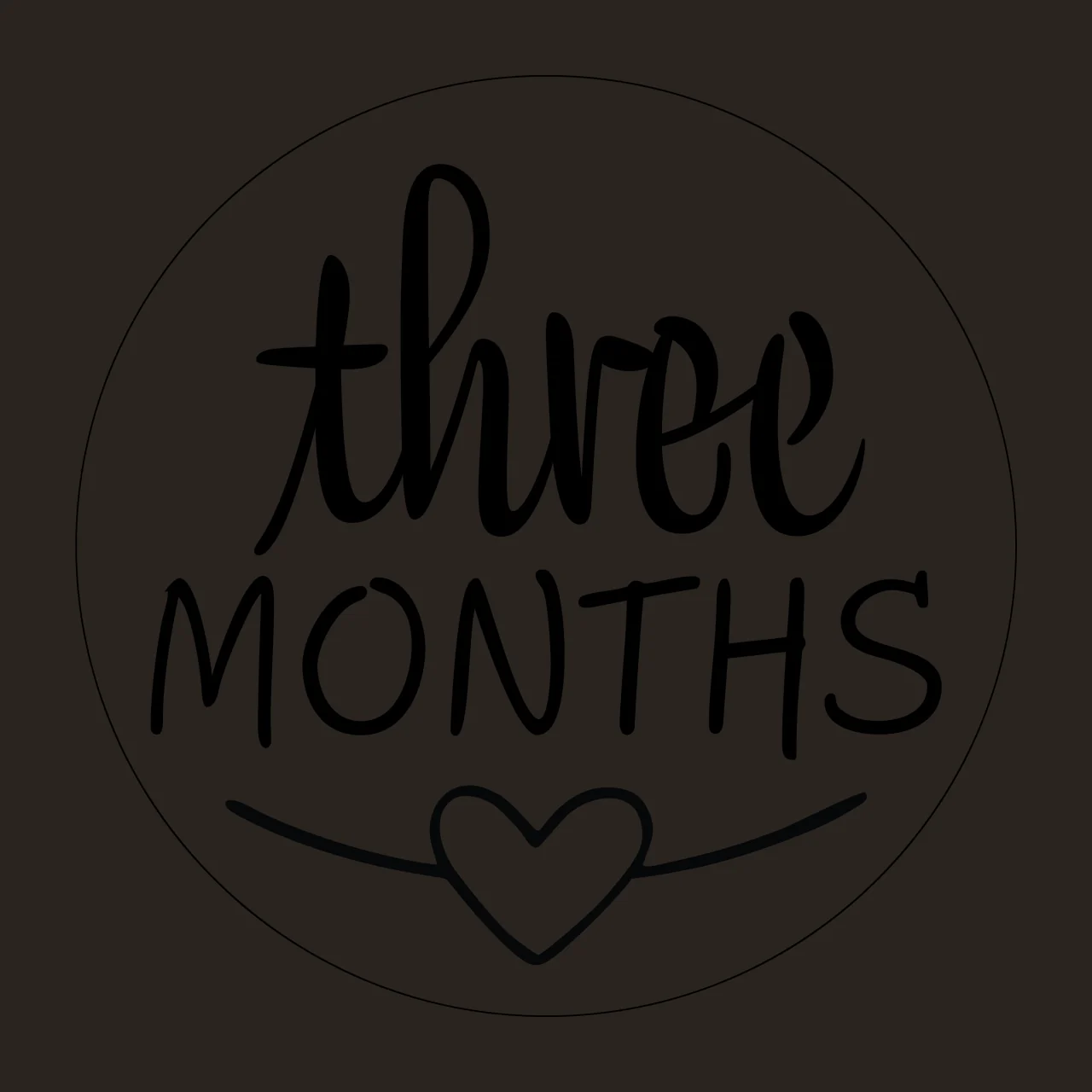 Milestone Three Months Circular Sticker With Decorative Heart circle contrast preview thumbnail