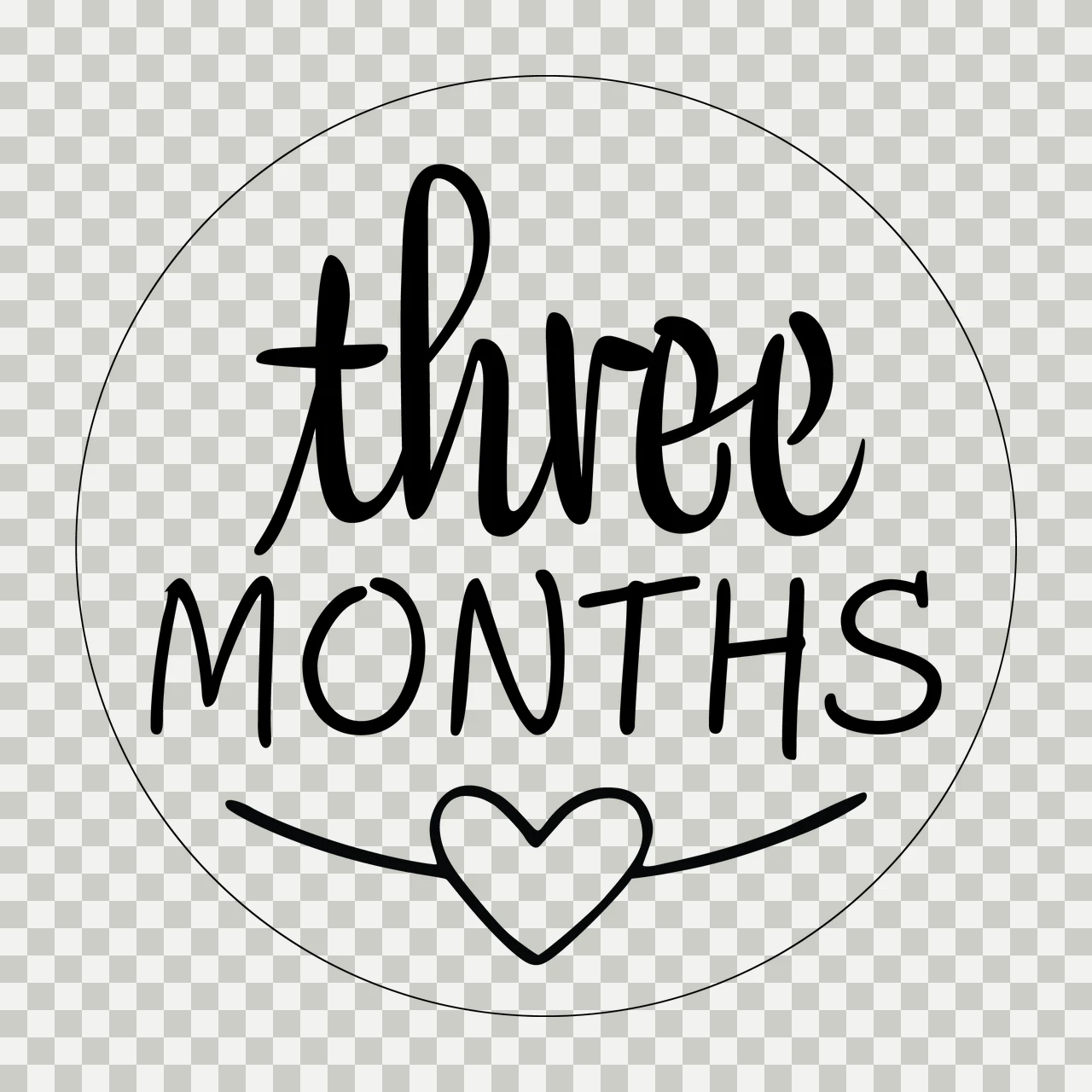 Milestone Three Months Circular Sticker With Decorative Heart circle transparency and detail preview thumbnail