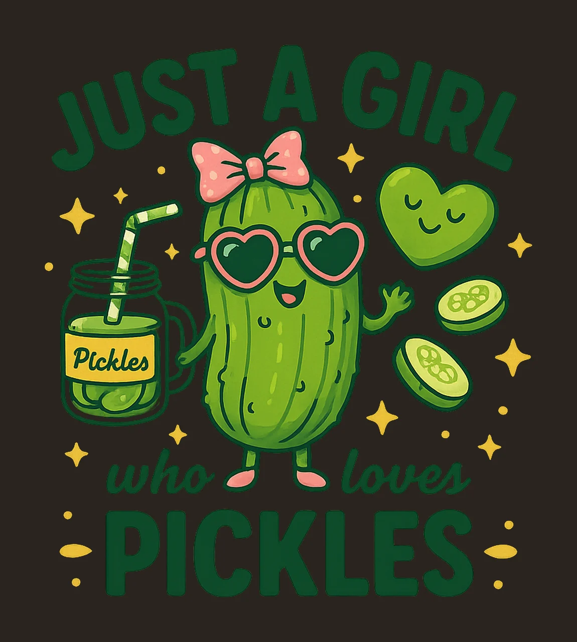 Funny Just Girl Who Loves Pickles Coquette Dill With It Pink contrast preview thumbnail