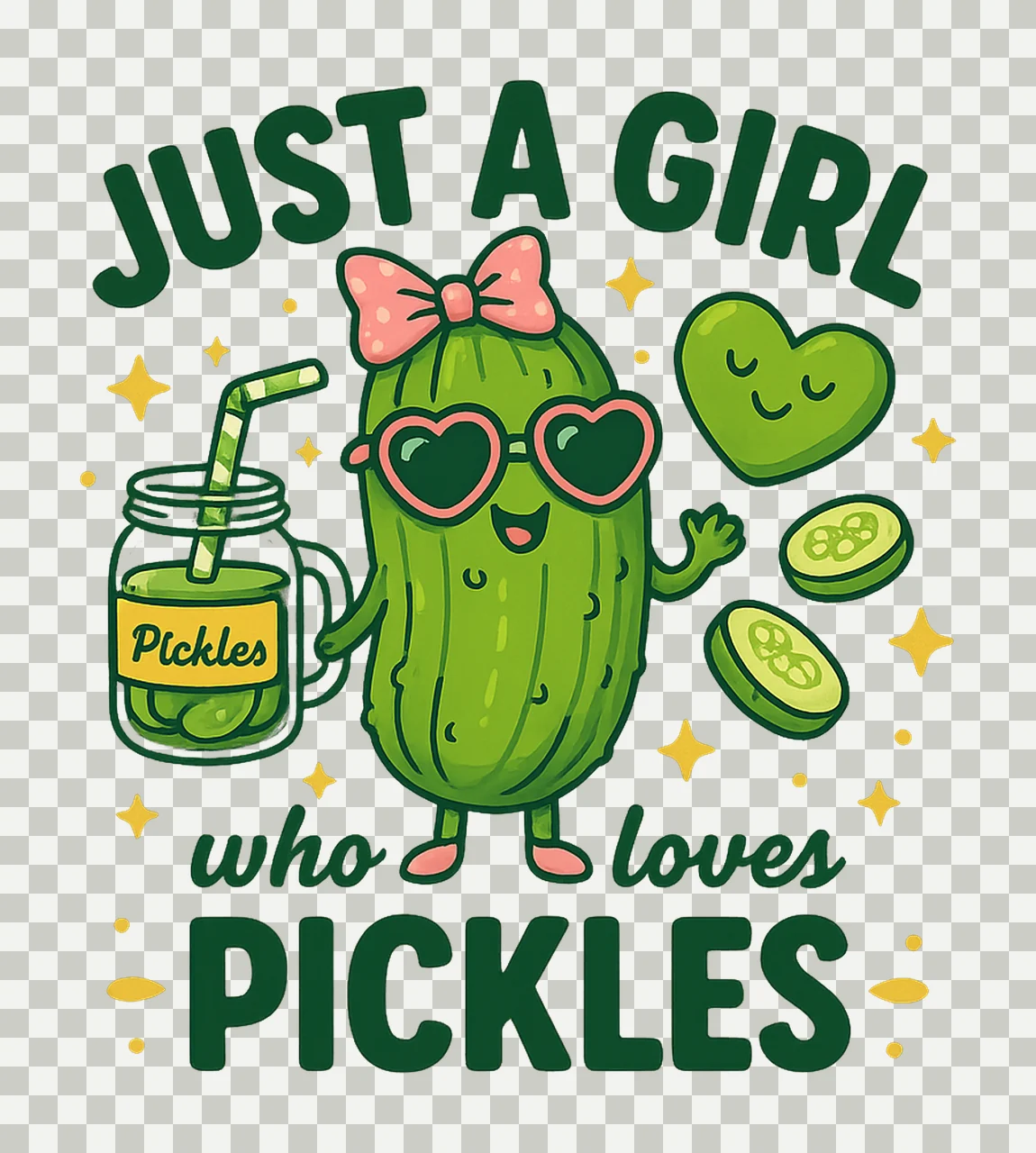 Funny Just Girl Who Loves Pickles Coquette Dill With It Pink transparency and detail preview thumbnail