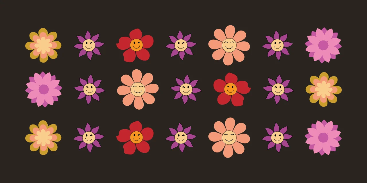 Can Glass Wrap Floral Flower Silhouettes Grid Collection flowers contrast preview thumbnail