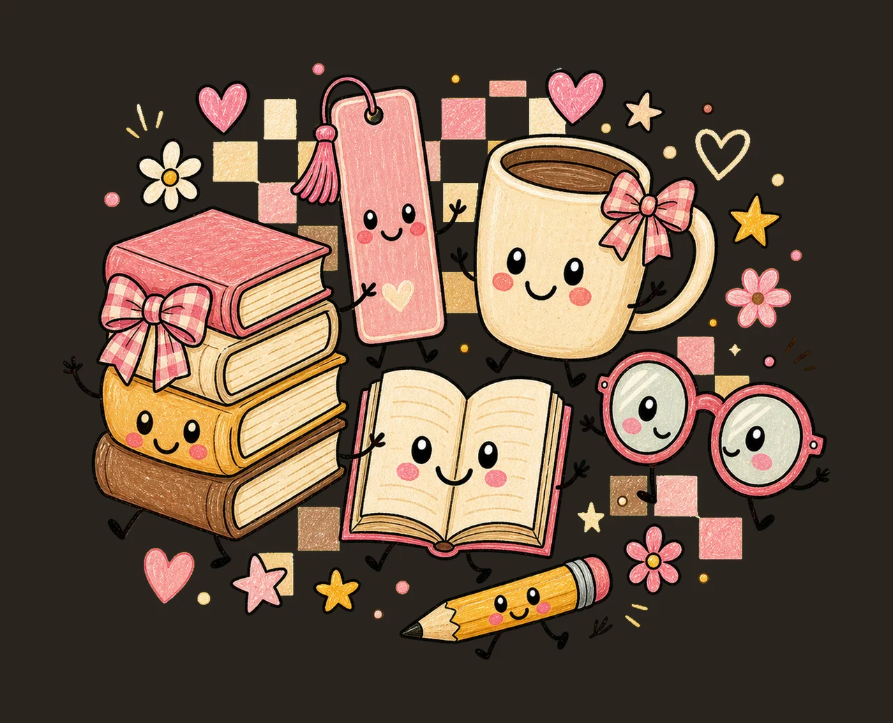 book lovers day 02 preppy checker sublimation instant shirt contrast preview thumbnail