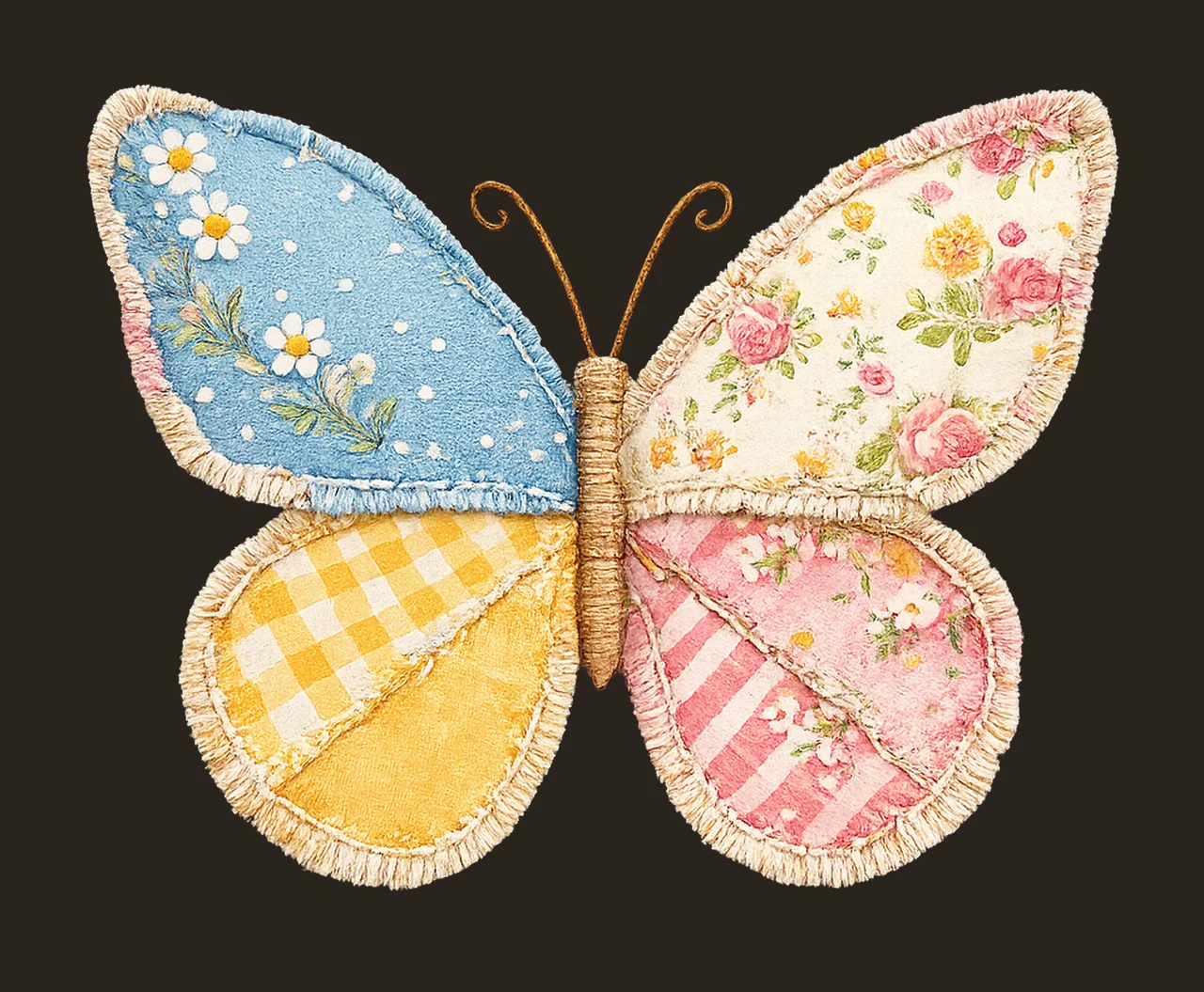 Spring Design Patchwork Butterfly Sublimation Floral Artwork contrast preview thumbnail