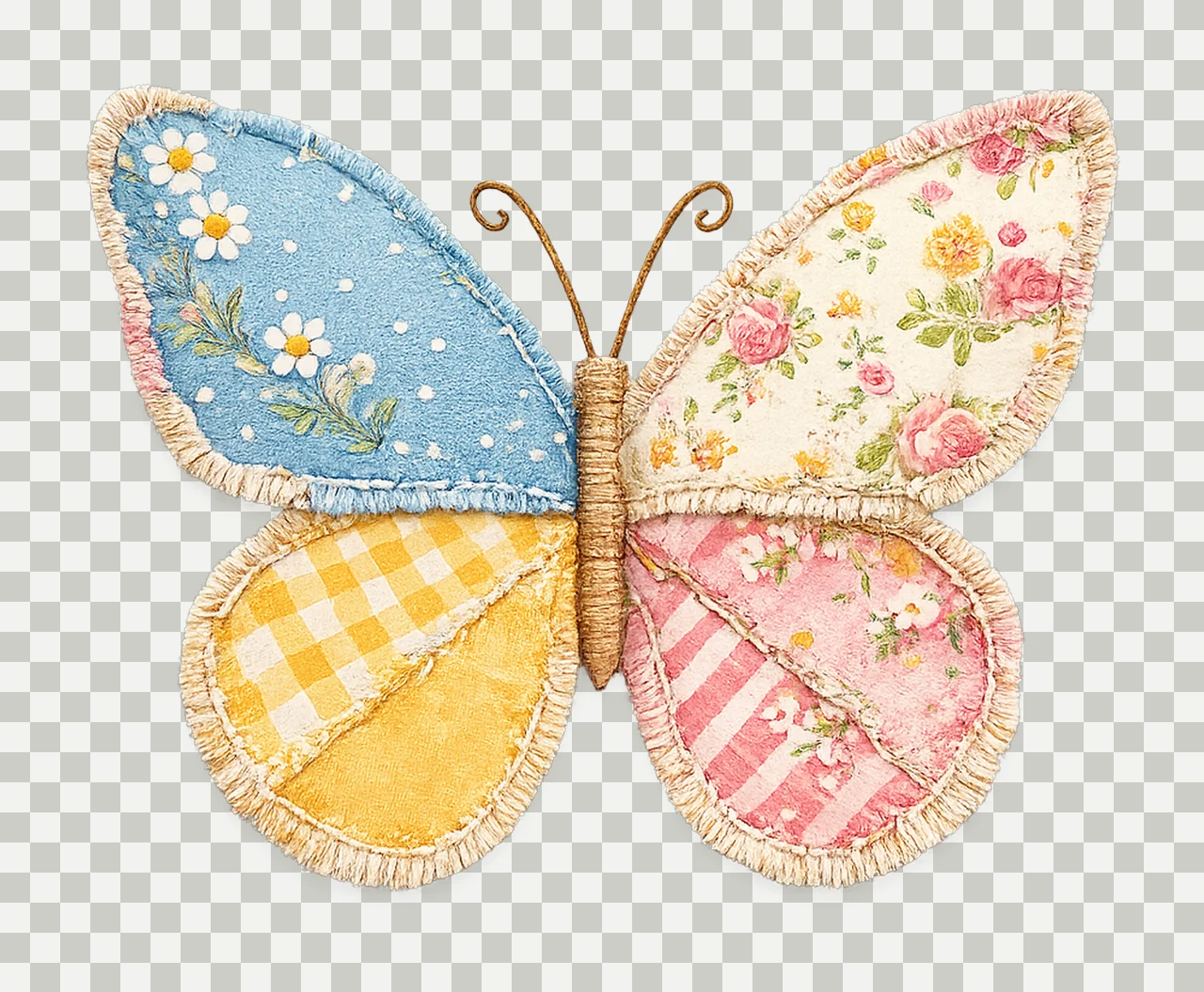 Spring Design Patchwork Butterfly Sublimation Floral Artwork transparency and detail preview thumbnail
