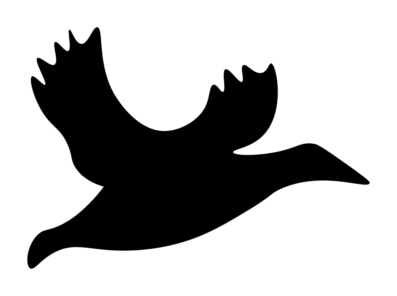 Black Flying Bird Silhouette Icon wing beak white flight wings