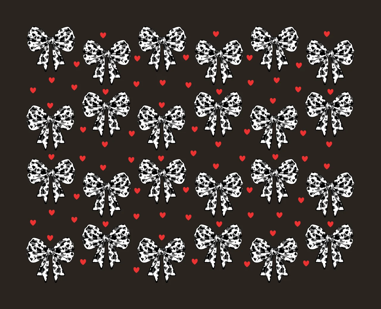 Bow Detailed Ribbon Heart Silhouette Pattern ribbons graphic contrast preview thumbnail