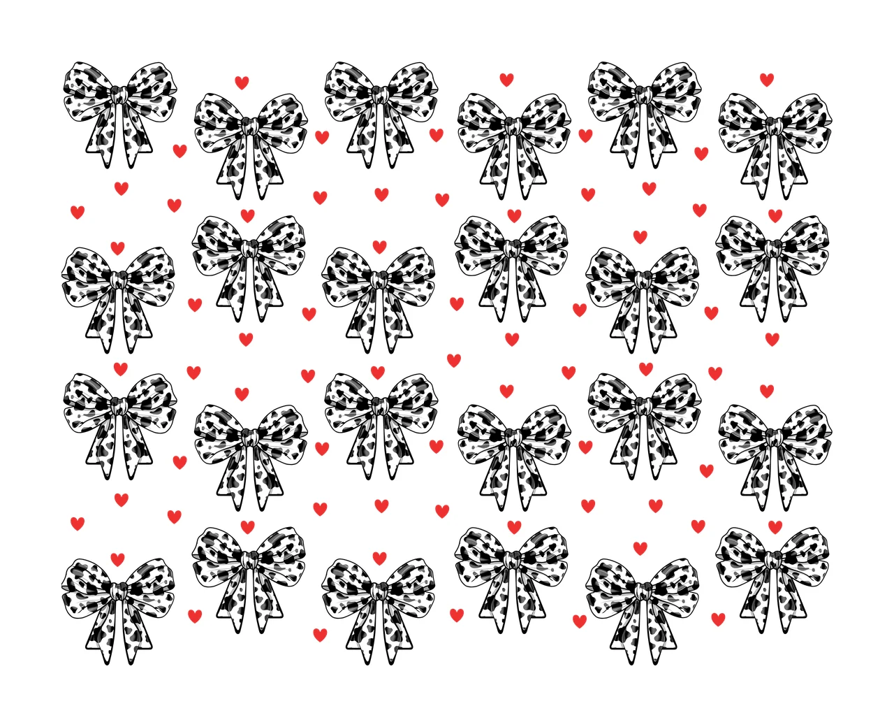 Bow Detailed Ribbon Heart Silhouette Pattern ribbons graphic