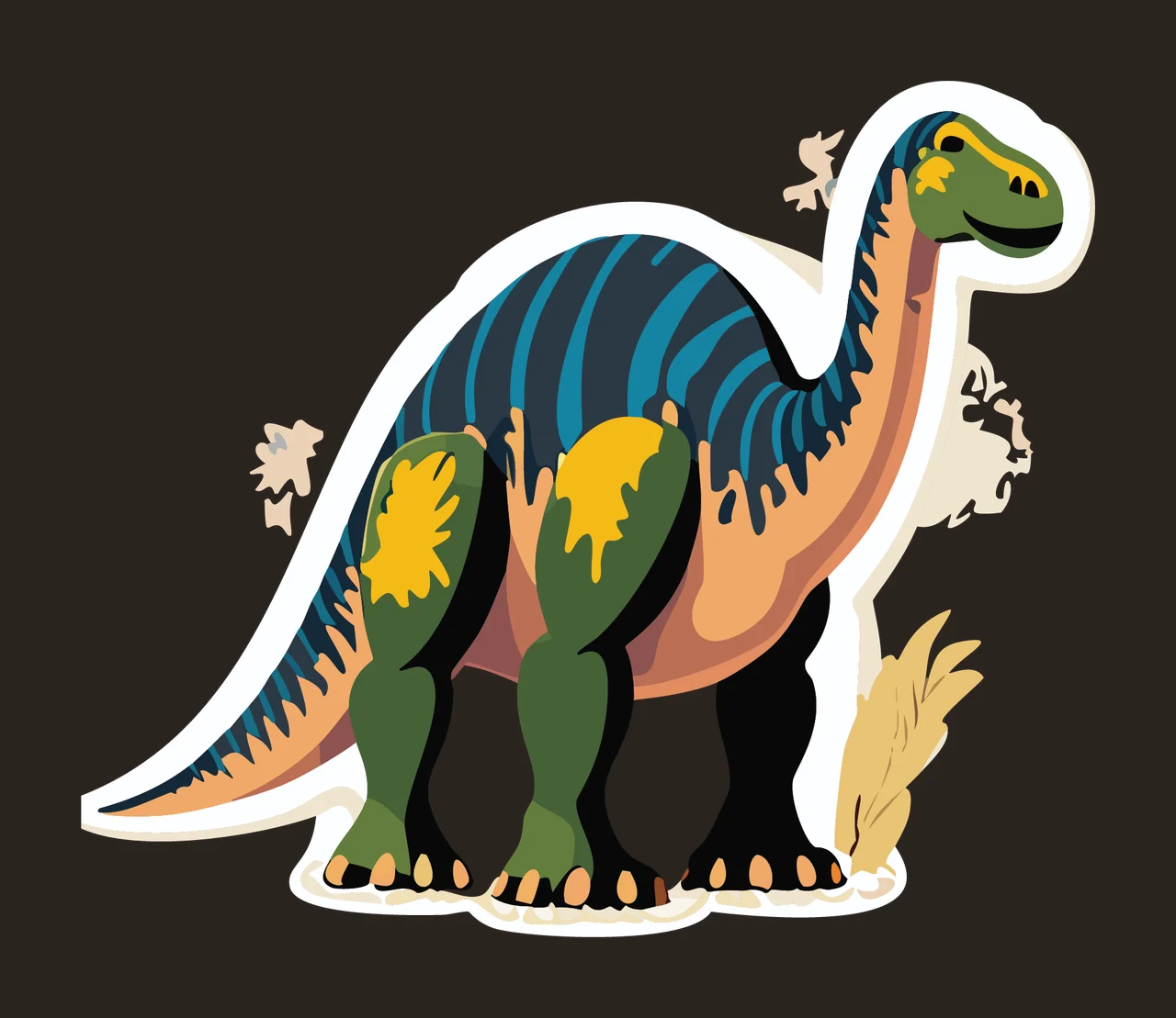 Dinosaur Silhouette With Etched Details standing plant black contrast preview thumbnail
