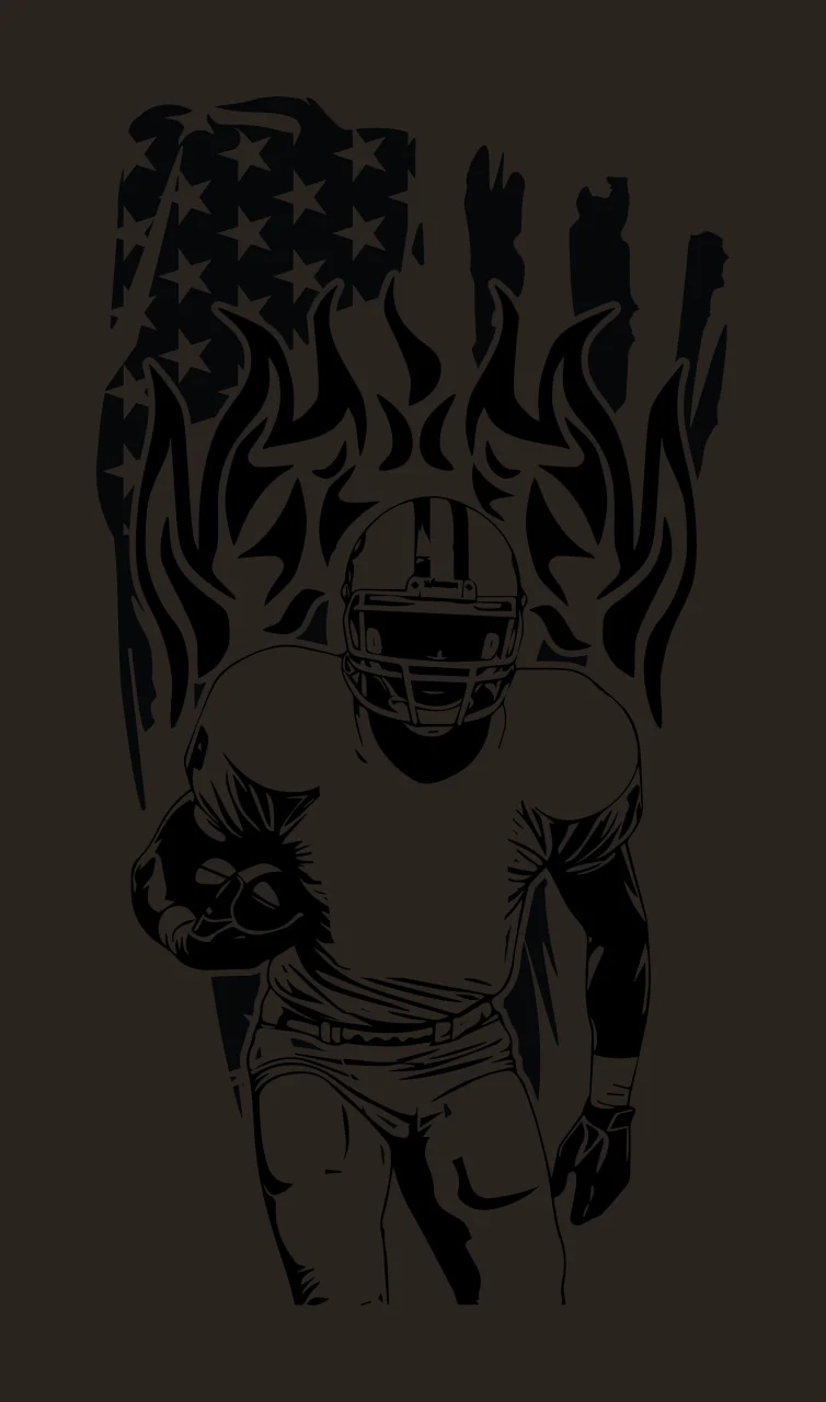 Football Player American Flag Illustration running helmet flames contrast preview thumbnail