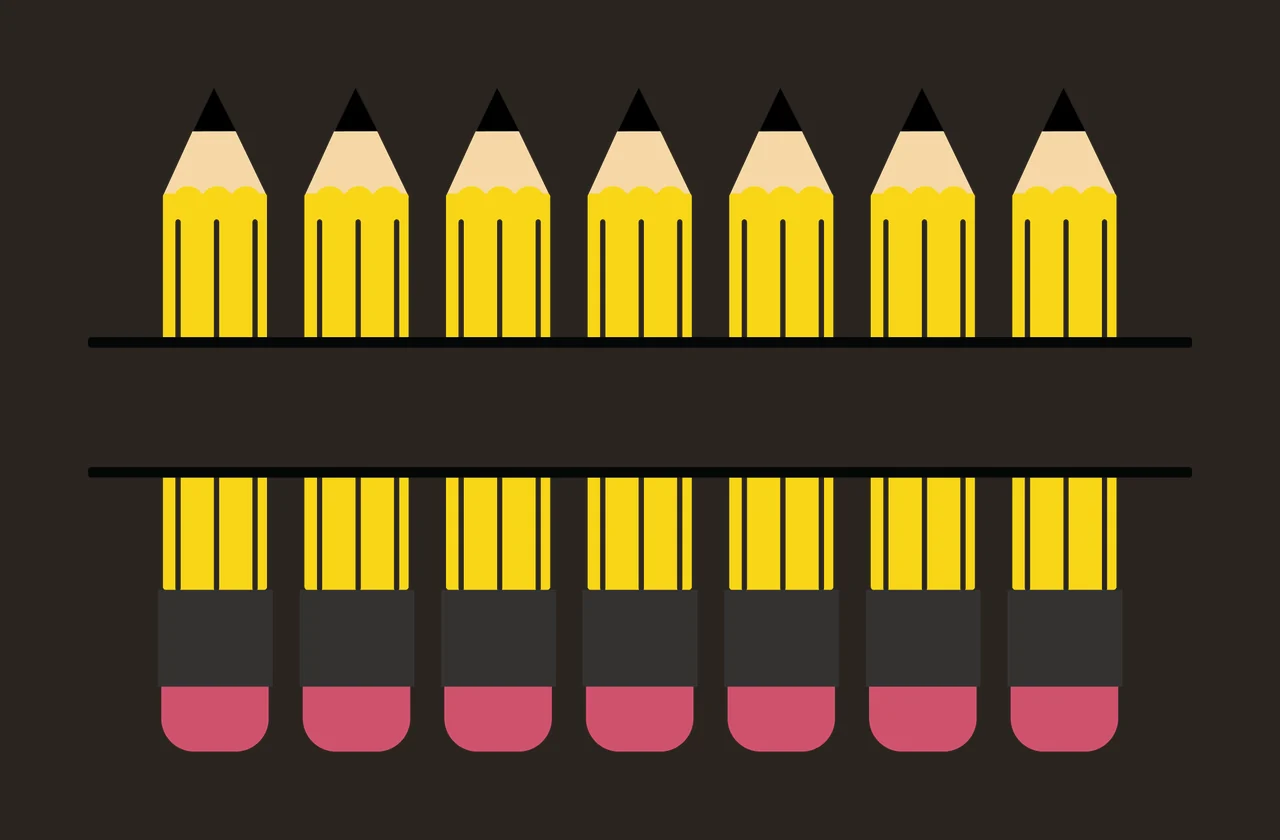 School Pencils With Erasers And Lines In Yellow contrast preview thumbnail