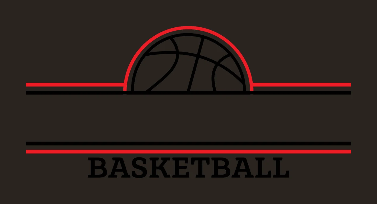 Basketball Black And White Outline With Horizontal Banner Framing contrast preview thumbnail