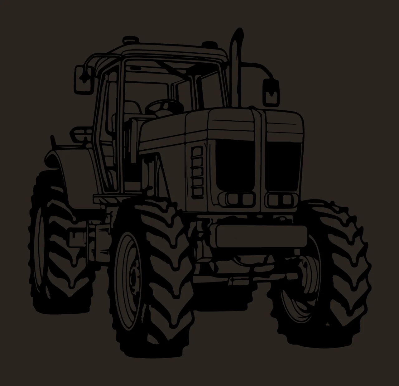 Tractor Heavy Agricultural Equipment Line Art exhaust pipe contrast preview thumbnail