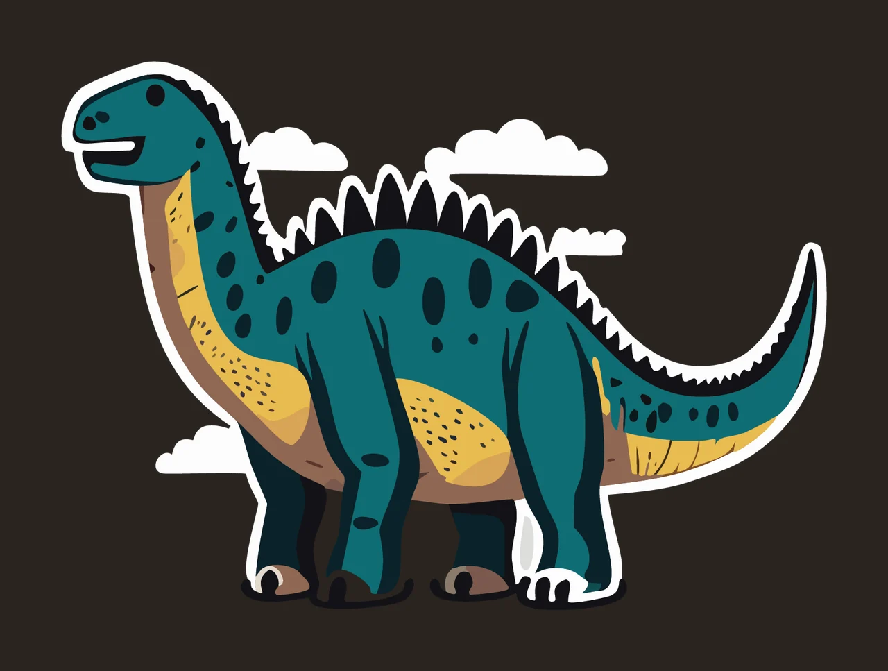 Dinosaur Silhouette With Simple Clouds standing tails spikes contrast preview thumbnail