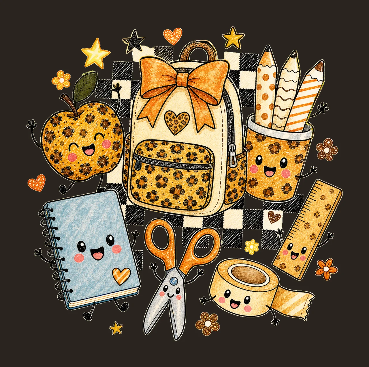 First Day School Supplies Doodle Kids Variation B contrast preview thumbnail