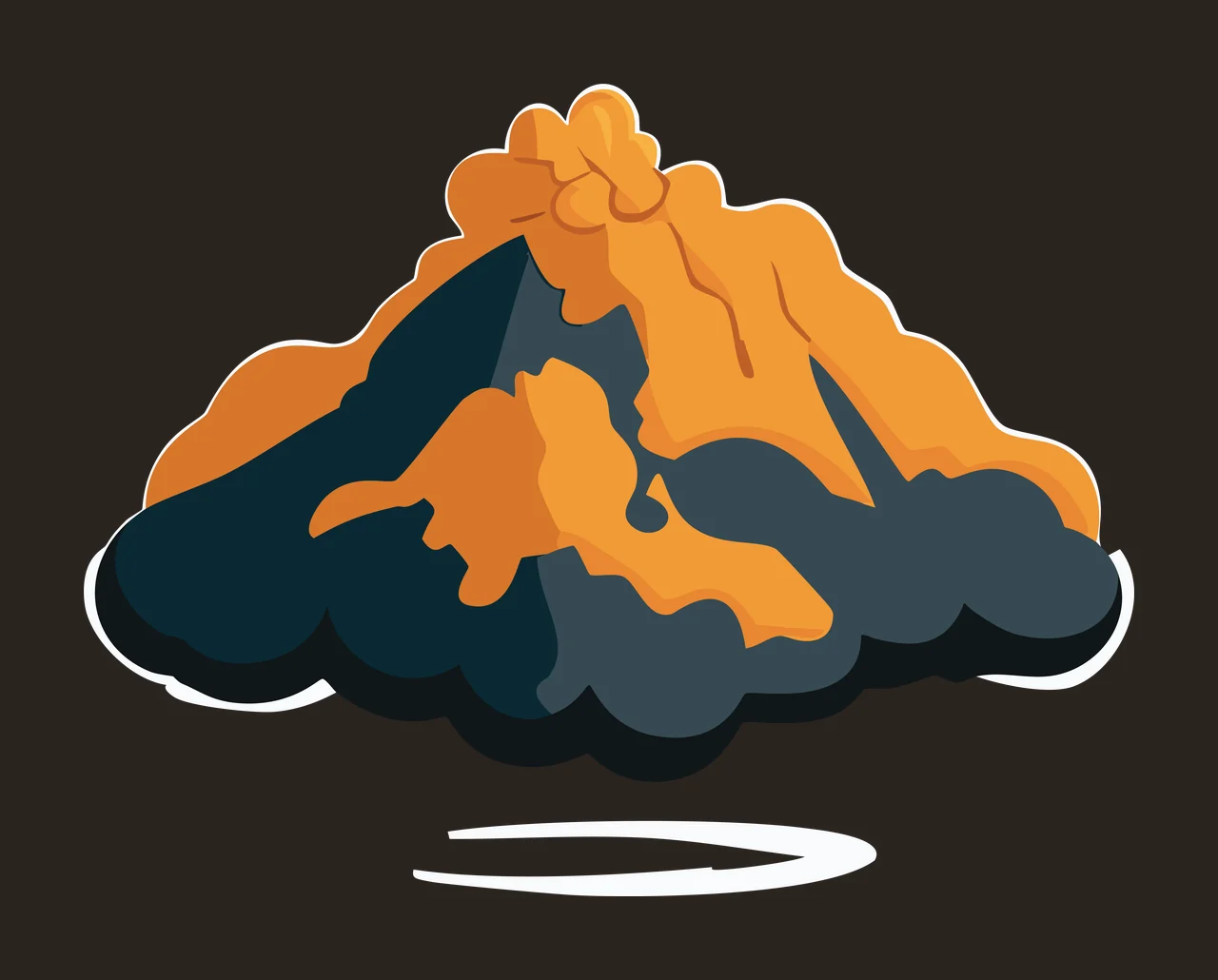 Volcano Silhouette With Smoke Cloud erupting black white plain contrast preview thumbnail