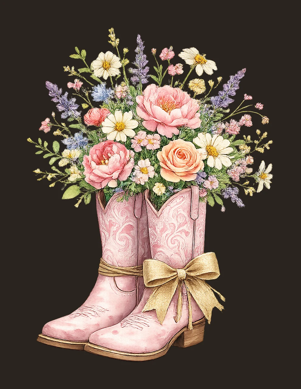 Floral Cowboy Boots Spring Coquette Design Sublimation Art contrast preview thumbnail