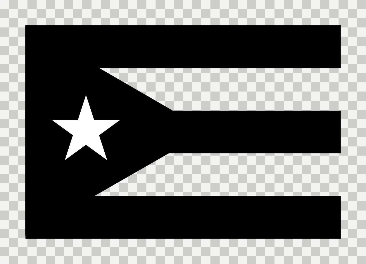 Flag design with star, triangle, chevron and horizontal stripes in black and white transparency and detail preview thumbnail