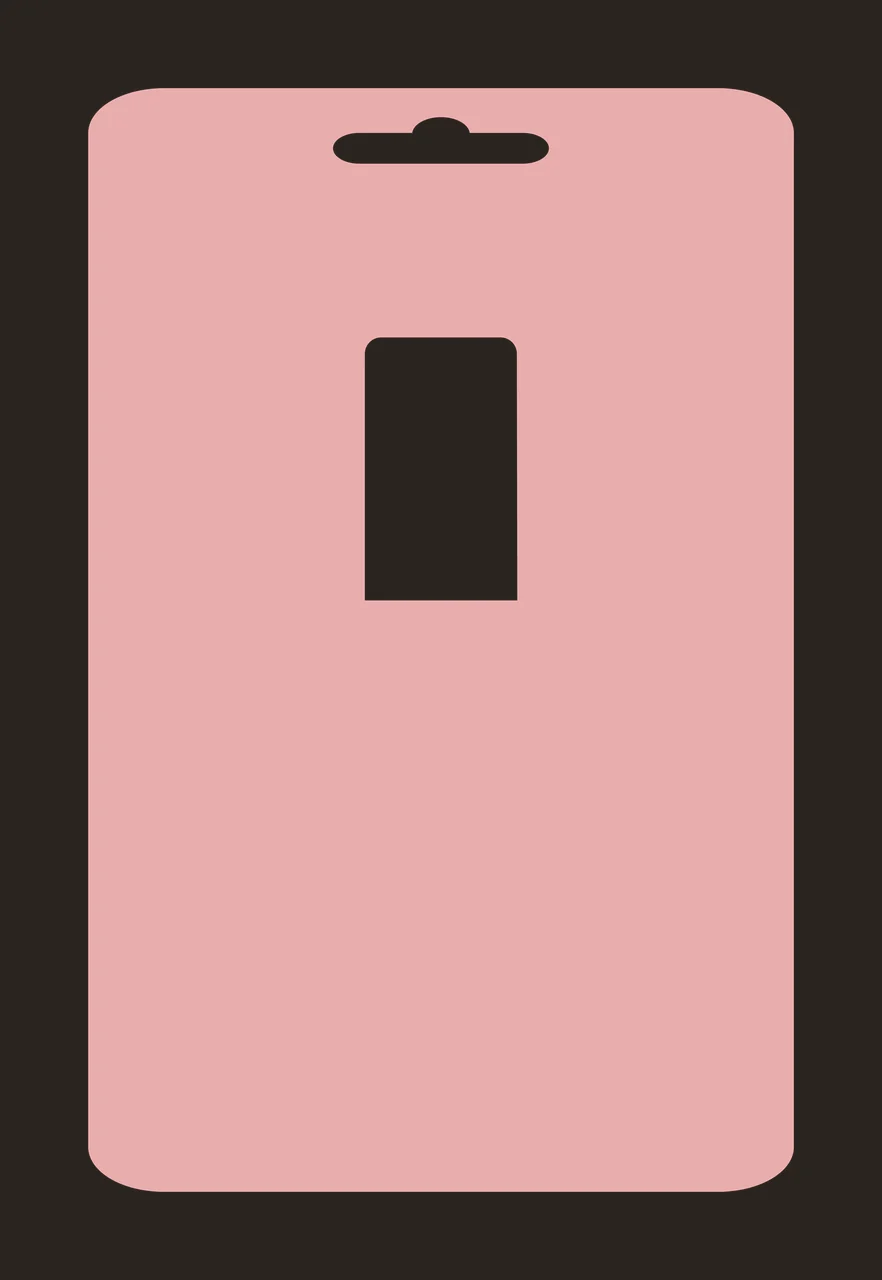 Packaging card template Illustration with pink packaging card, top hang hole cutout, centered rectangular window cutout and rounded corners in dusty pink and white contrast preview thumbnail