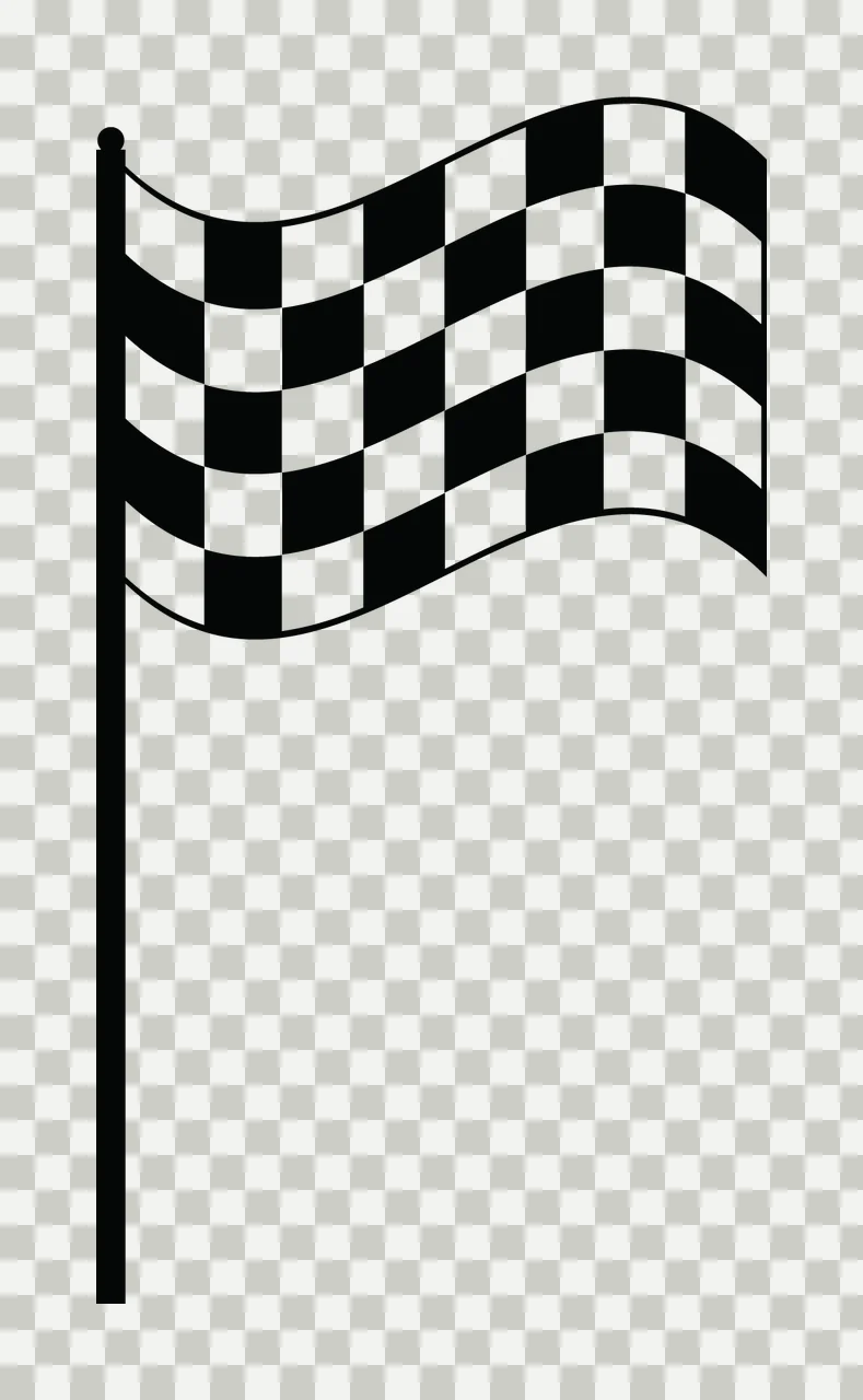 Checkered Race Flag On A Pole Waving pattern black white plain transparency and detail preview thumbnail