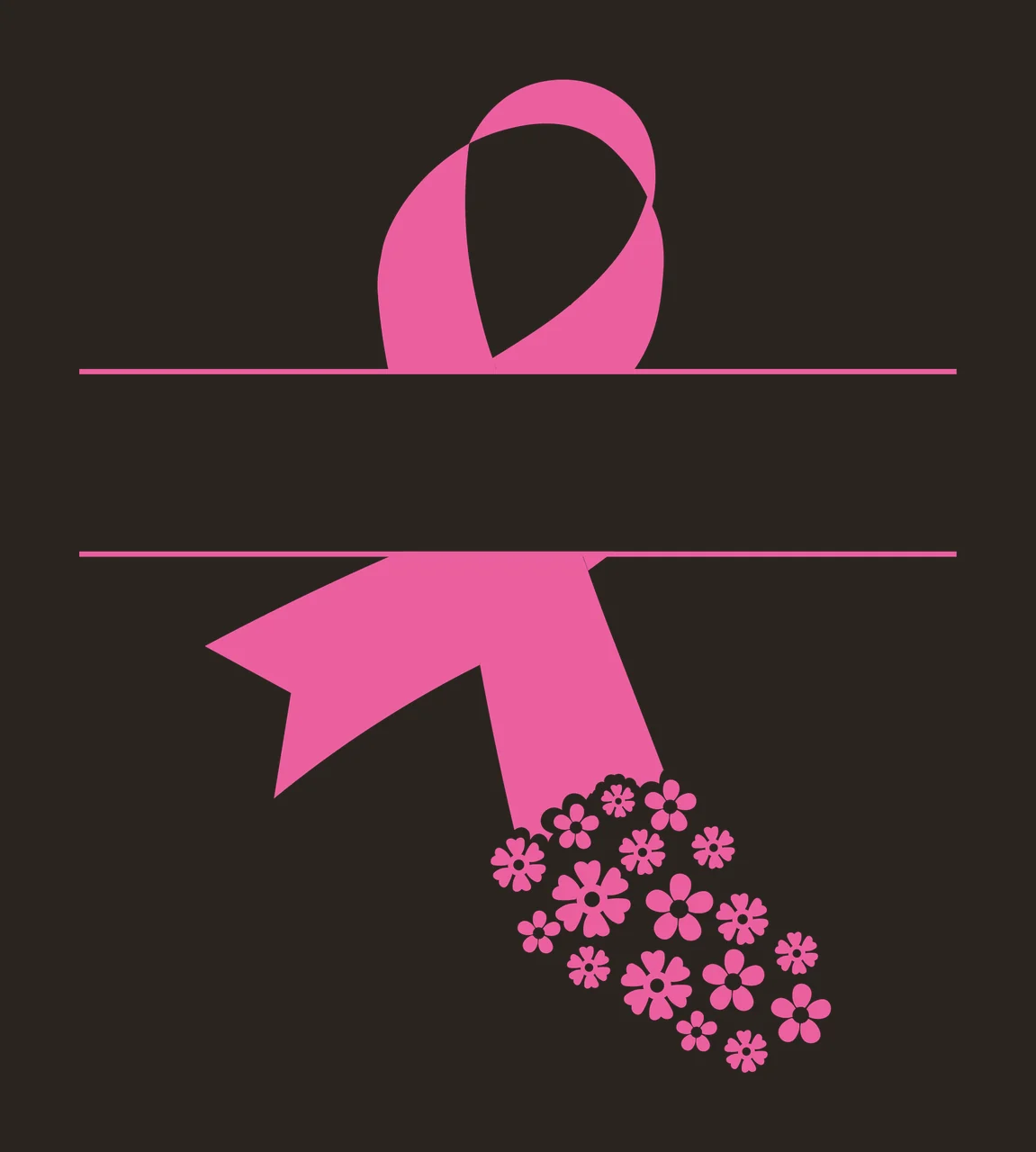 Ribbon Awareness With Floral And Flowers In Black contrast preview thumbnail