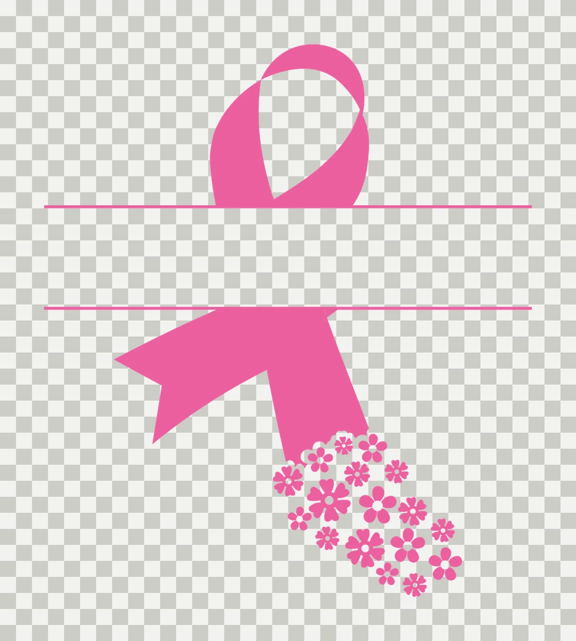 Ribbon Awareness With Floral And Flowers In Black transparency and detail preview thumbnail
