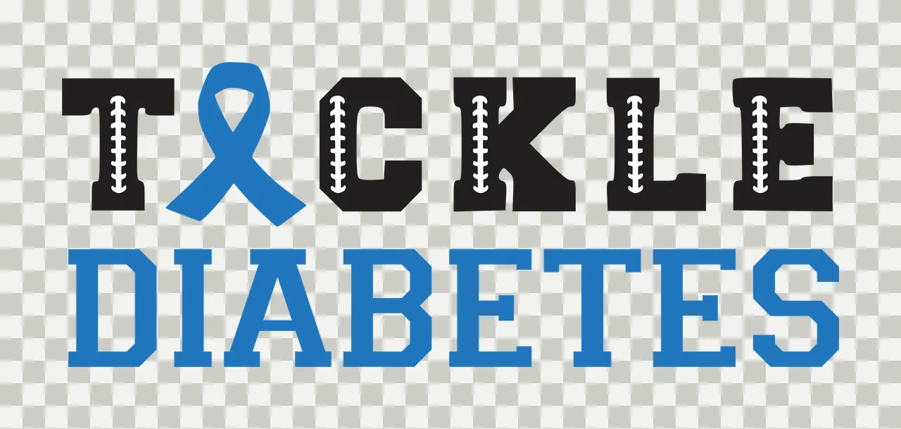 TACKLE DIABETES Tackle Diabetes logo design with blue ribbon, black letters with white lacing and white background transparency and detail preview thumbnail