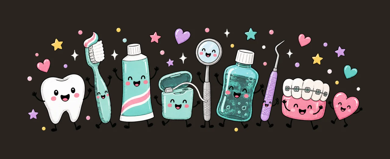 Dentist Doodle Cute Dental Characters Design Variation C contrast preview thumbnail