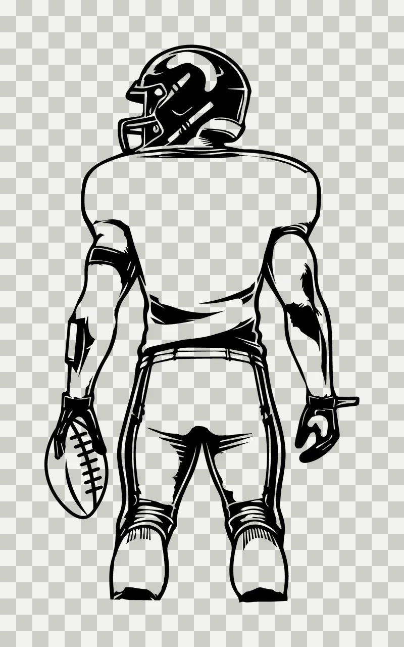 Football Player Standing With Ball helmet jersey gloves graphic transparency and detail preview thumbnail