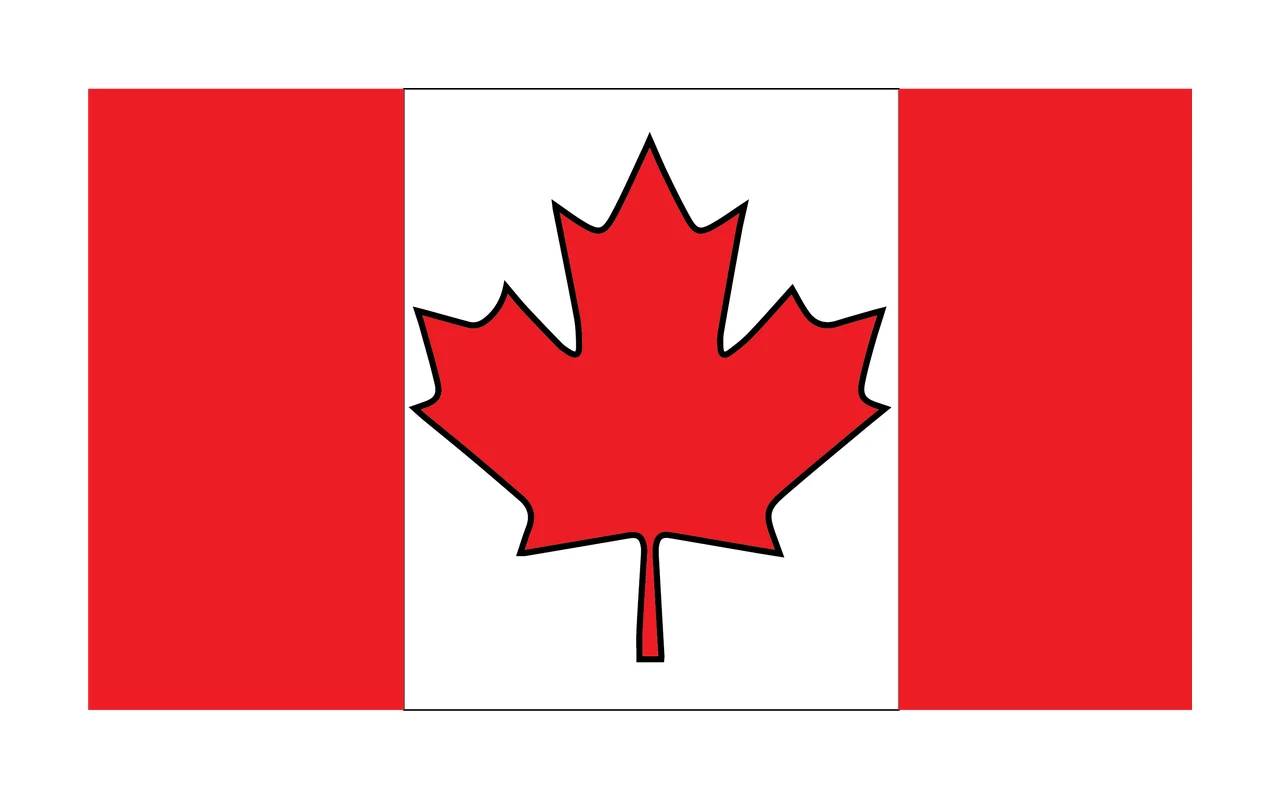 Rectangular Flag With Maple Leaf Center simple icon black symbol