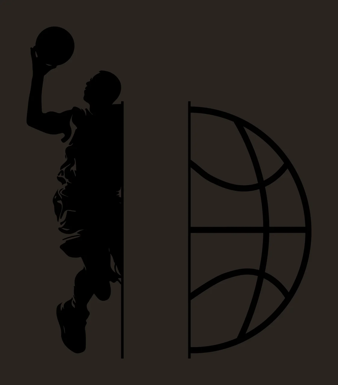 Ball Basketball Player Silhouette Beside A Large Line shooting contrast preview thumbnail