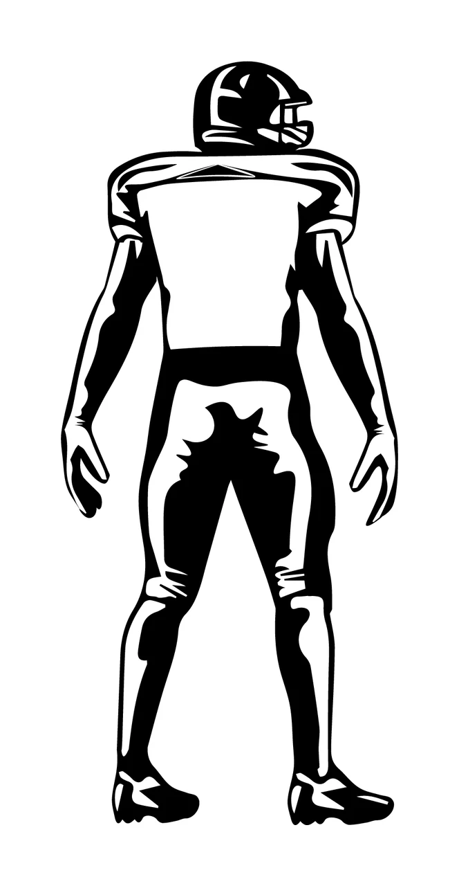 Football Player Rear View Standing Pose helmet uniform graphic
