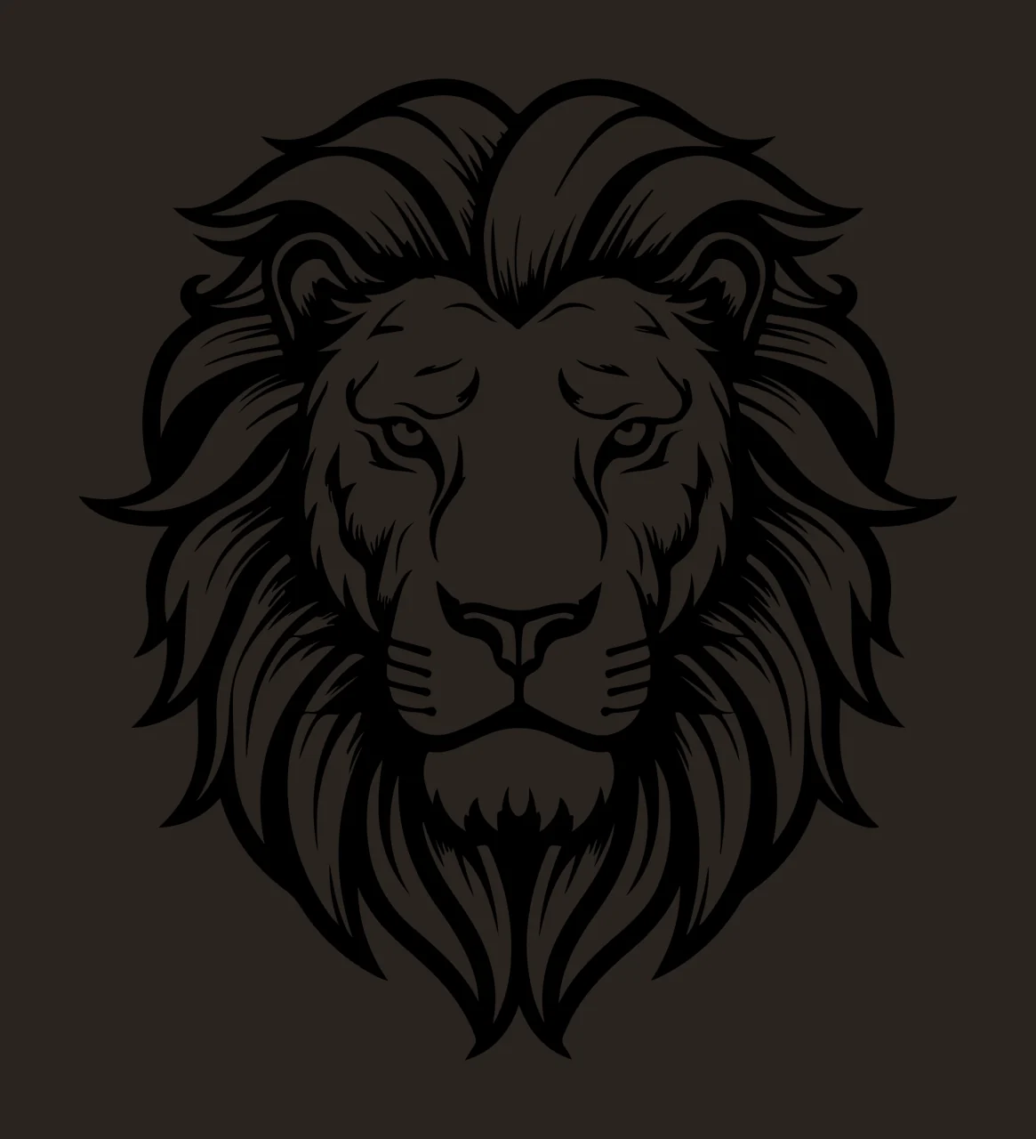 Lion Head Detailed Black Graphic mane eyes illustrative white contrast preview thumbnail