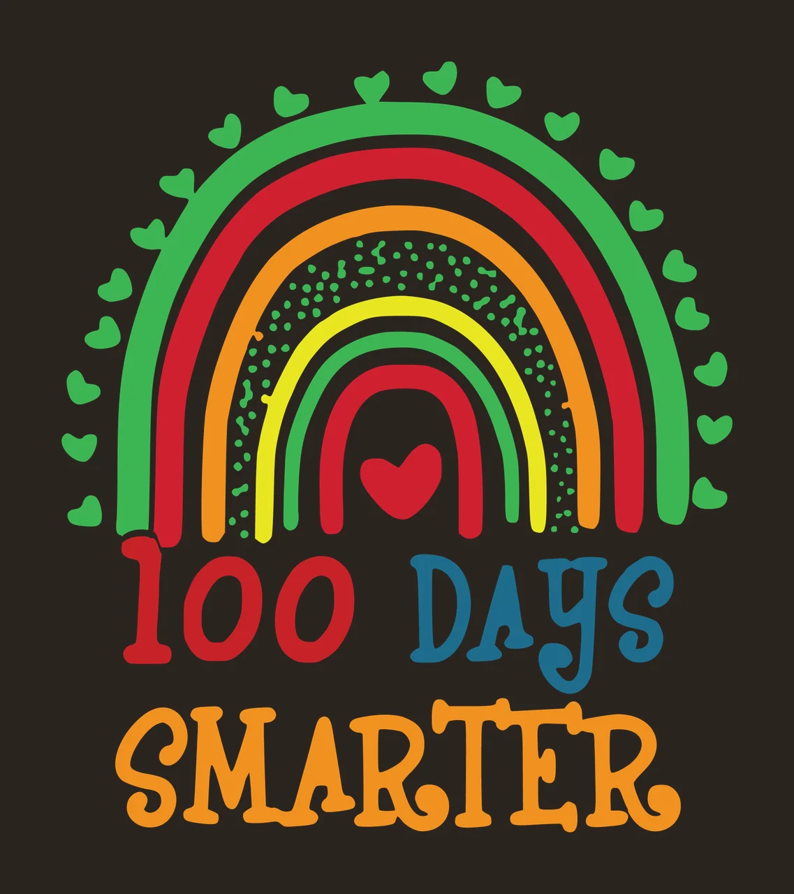 100 Days Smarter Rainbow Decorative Graphic arch hearts dots contrast preview thumbnail