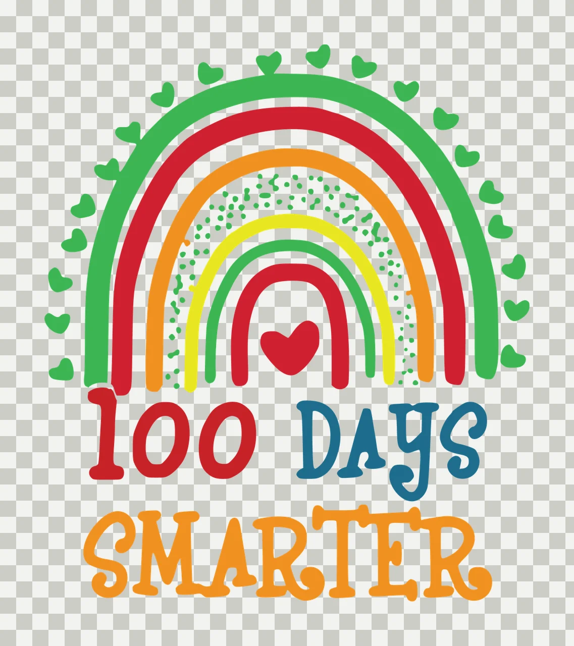 100 Days Smarter Rainbow Decorative Graphic arch hearts dots transparency and detail preview thumbnail