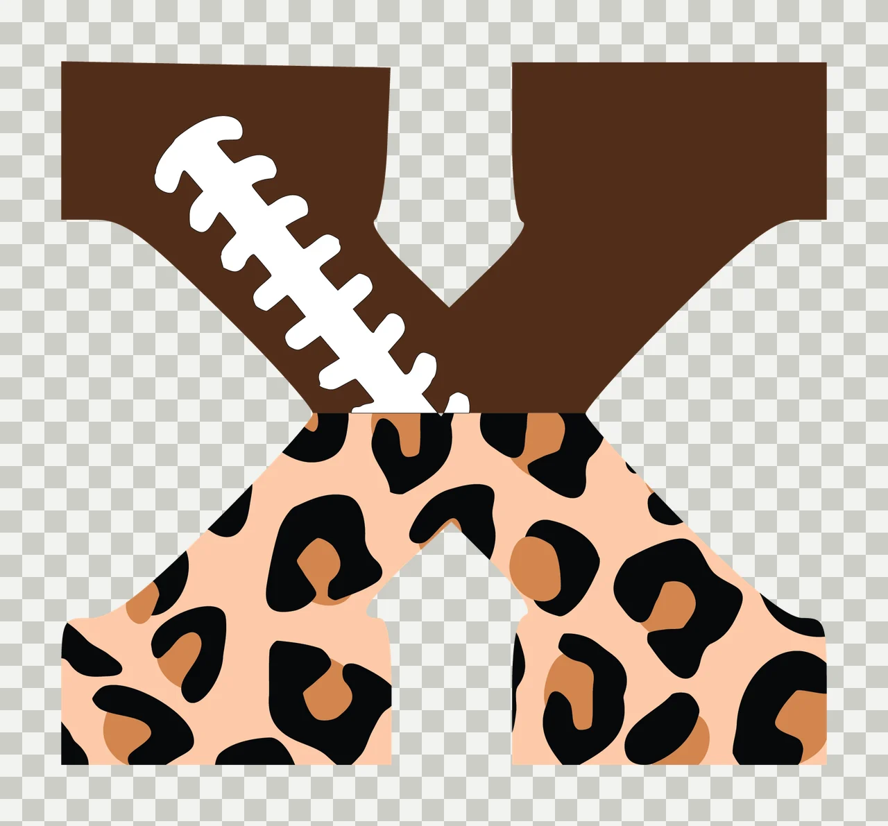 Football Font Half Leopard Character 15 american gridiron touchdown transparency and detail preview thumbnail