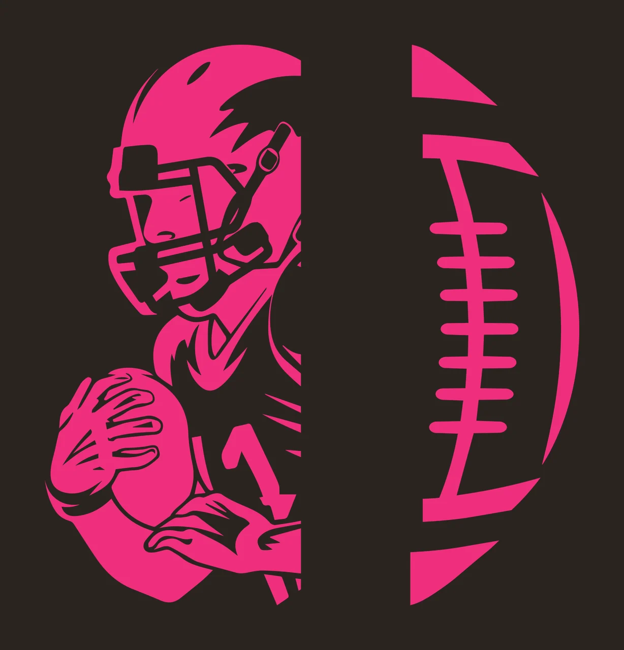 Football Player And Ball Split Design running helmet stencil contrast preview thumbnail