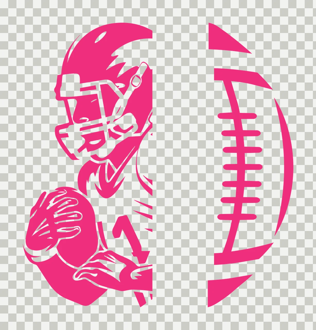 Football Player And Ball Split Design running helmet stencil transparency and detail preview thumbnail