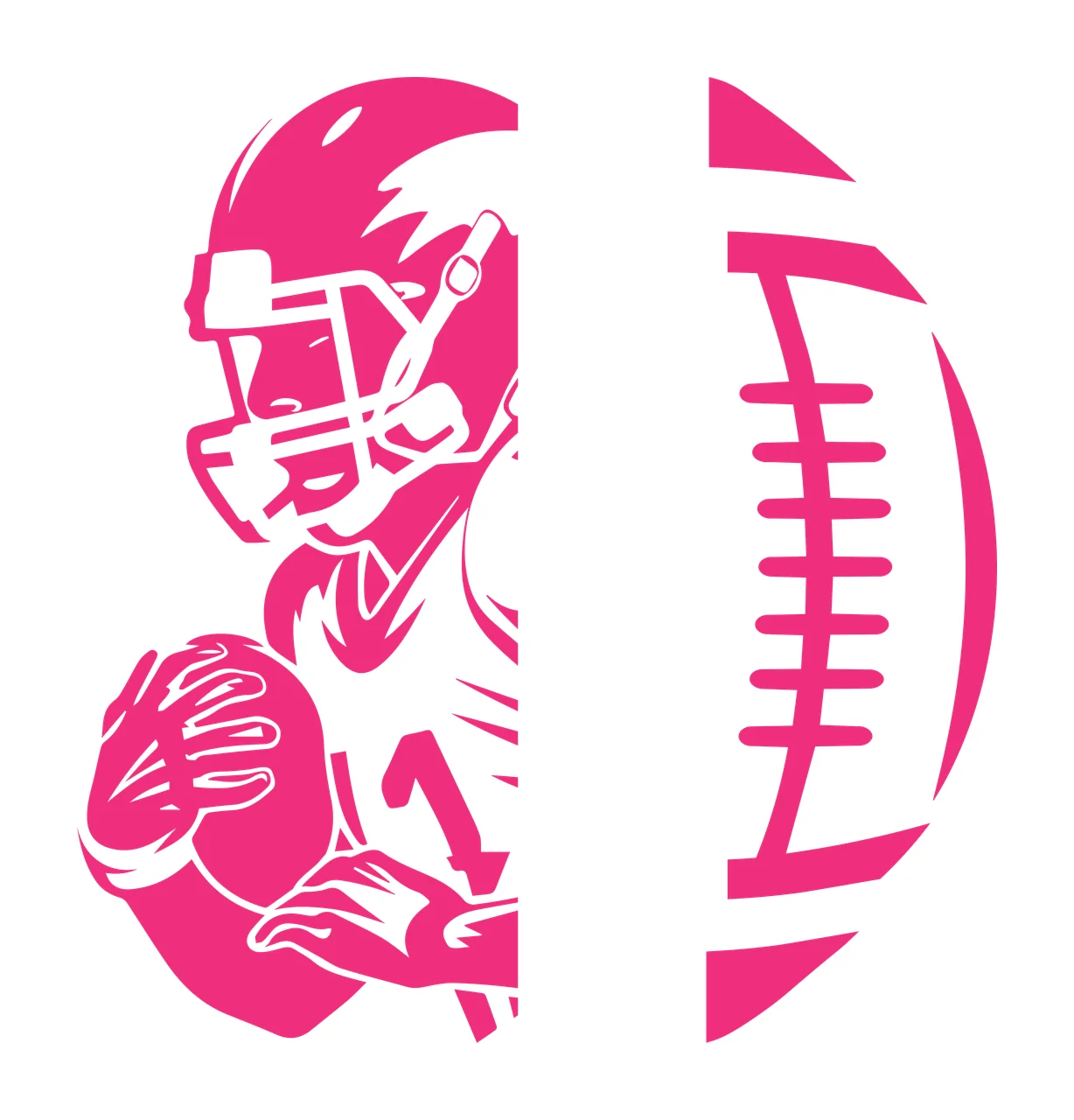 Football Player And Ball Split Design running helmet stencil