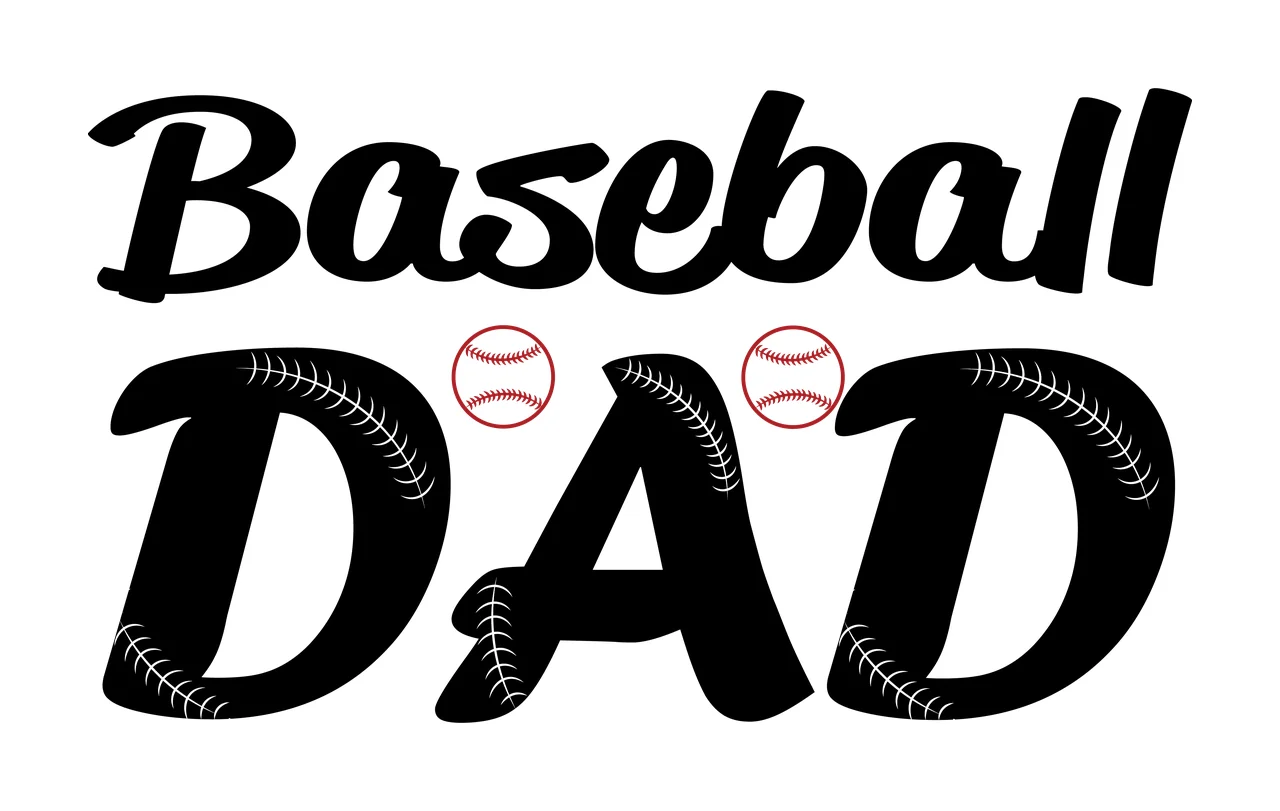 Baseball Dad Text With Ball Icons display typographic black