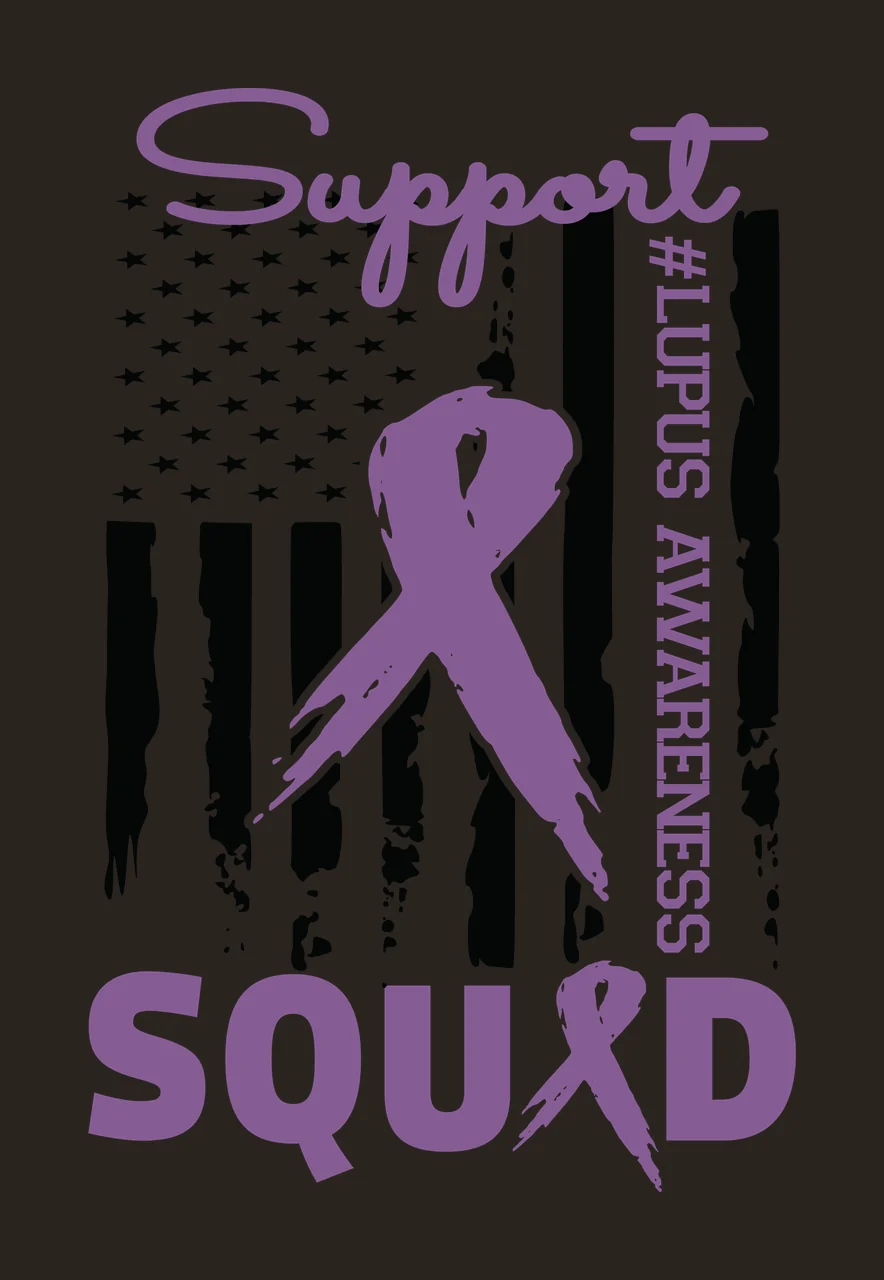 Support Lupus Awareness Squad Flag Design Display ribbon black contrast preview thumbnail