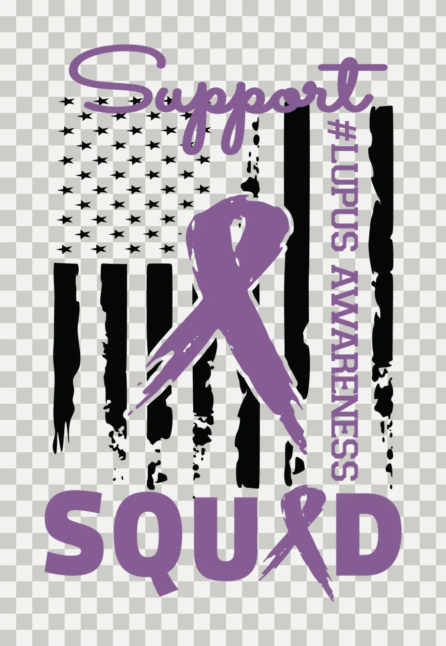 Support Lupus Awareness Squad Flag Design Display ribbon black transparency and detail preview thumbnail
