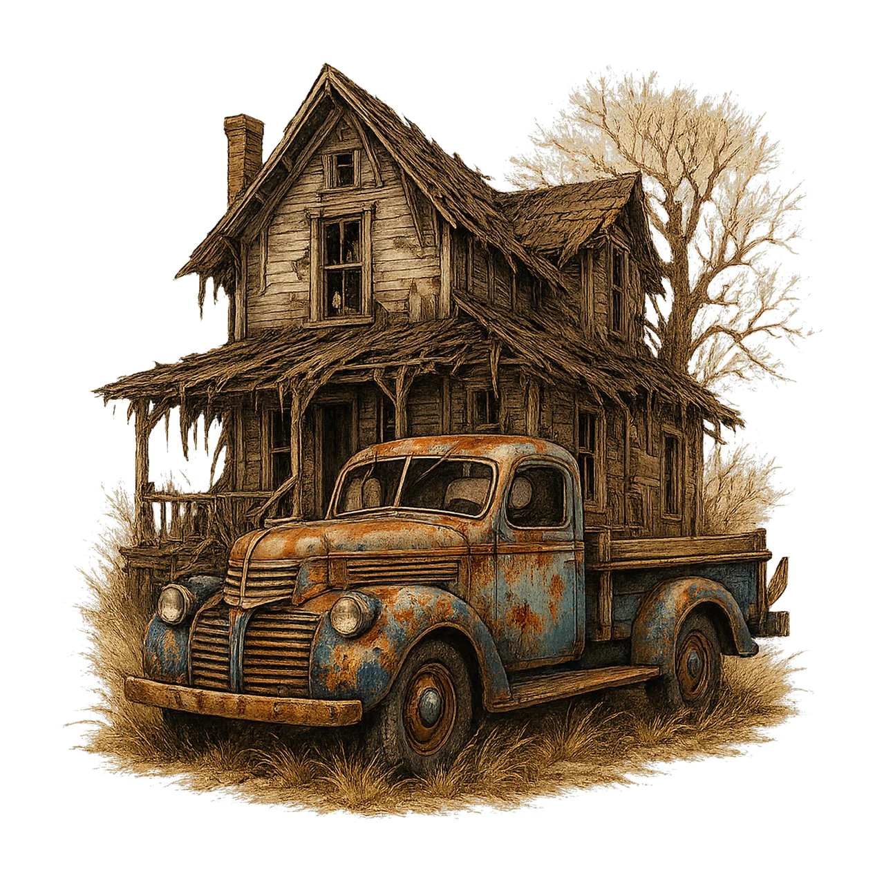 Old Trucks Artwork Antique Trucks Rusted Truck Junk Truck