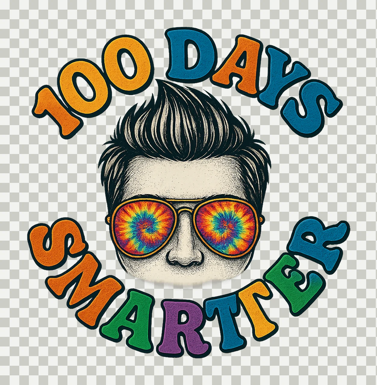 100 Days Smarter Tie Dye Kids Back to School Design Hippie transparency and detail preview thumbnail
