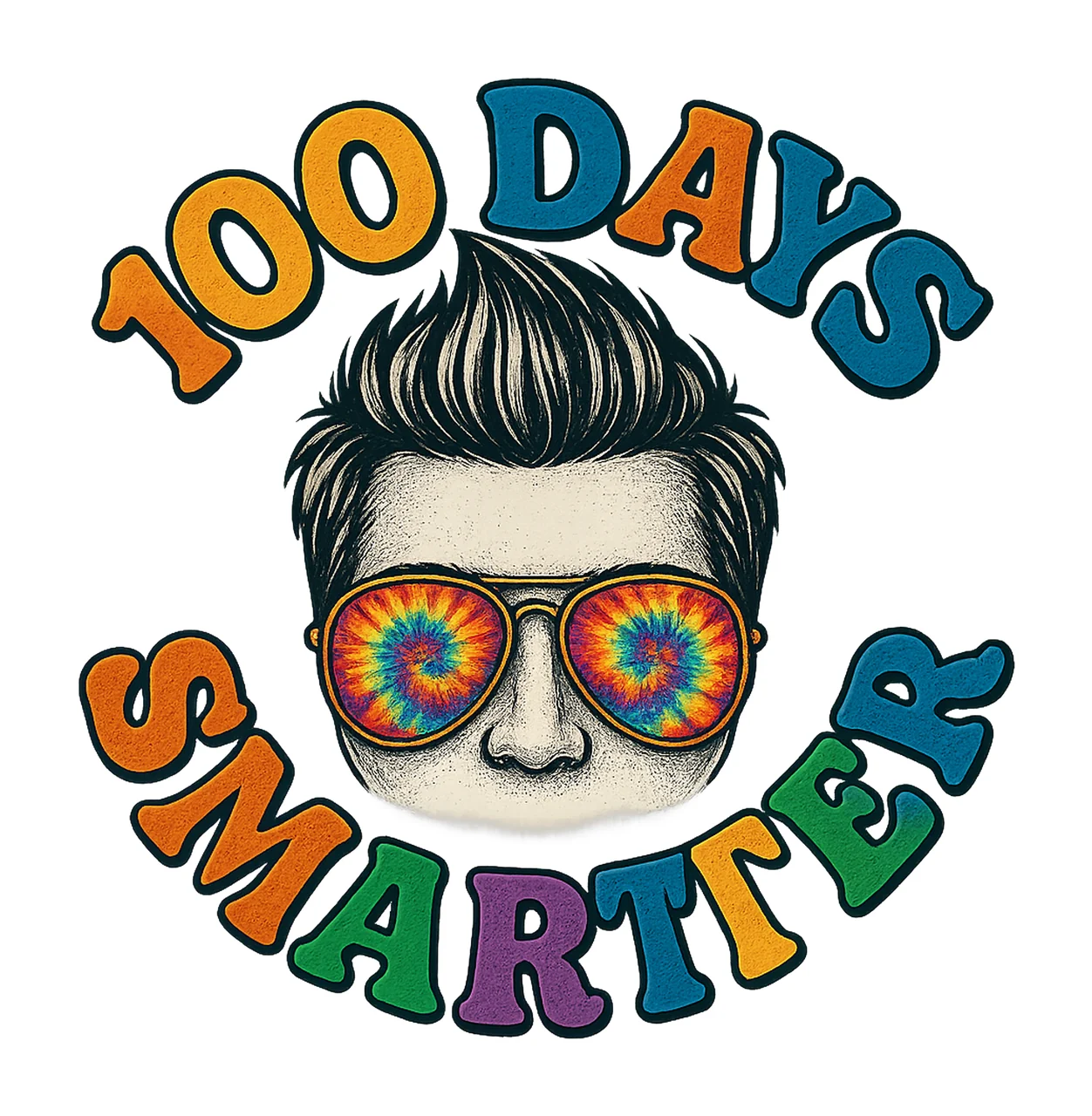 100 Days Smarter Tie Dye Kids Back to School Design Hippie